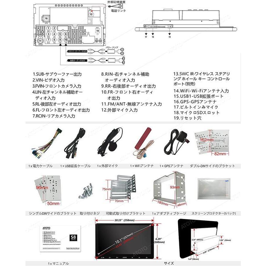 ATOTO S8 Premium 10.1インチ QLEDディスプレイカーオーディオ