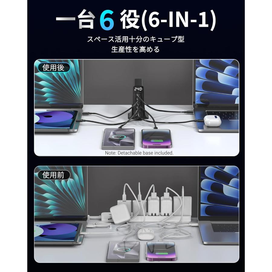 505646 TOPADRE 240w充電器 PD3.1対応6ポート同時急速充電 240w 充電器 PD3.1対応 6ポート同時急速充電【C1 単ポート140W