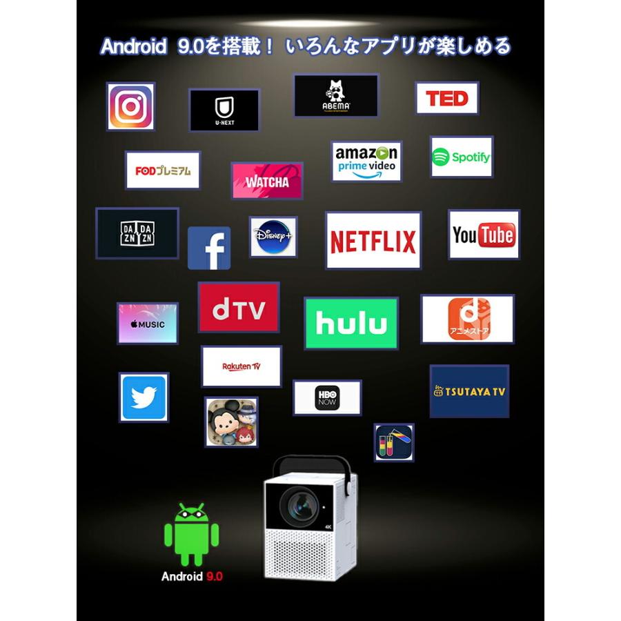 タッチスクリーン プロジェクター 小型 デジタルホワイトボード タッチペン ゲーム Android9.0 1080P 2.4G/5G WiFi接続 スマホ Bluetooth5.0充電式｜pagoda｜07