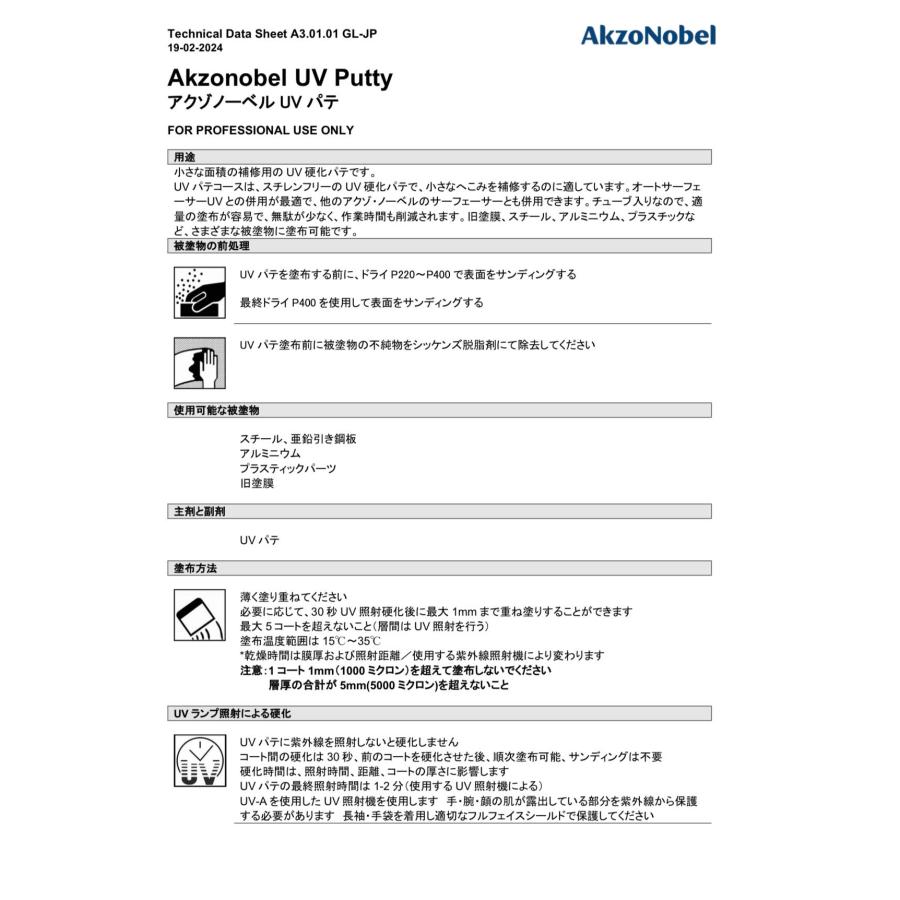 アクゾーノーベル UVパテ Coarse 190g シッケンズ akzonobel UV Putty