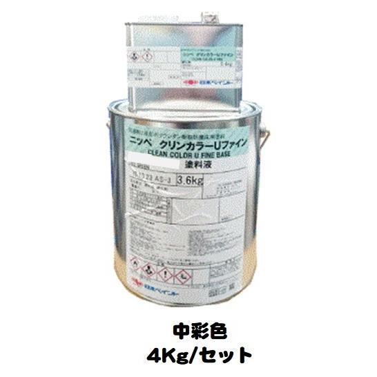 ニッペ クリンカラーＵファイン 日本塗料工業会中彩色（主剤+硬化剤） 4Kgセット/２液 油性 ウレタン 艶有り 日本ペイント｜paint-lucky