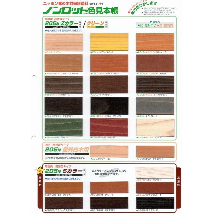 ノンロット205N 屋外白木用 各色 14L缶/1液 油性 木目生かす 浸透性 