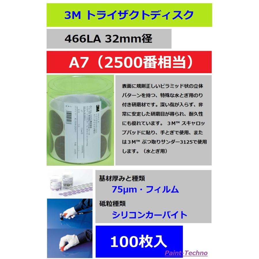 専用3本 3M トライザクトディスク A7 2500番 466LA 100枚入 塗装 ぶつ
