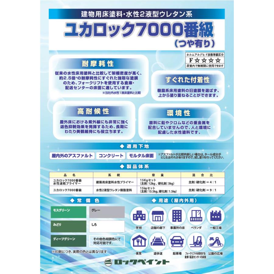 ロックペイント ユカロック 7000番級 15kgセット 全5色 床 水性