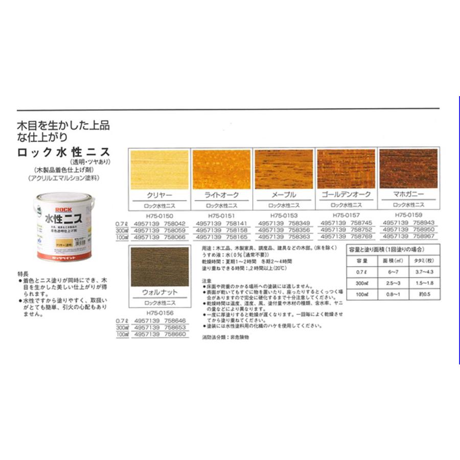ロック水性ニス 0.7L 各色 【ロックペイント】 : PAINT AND TOOL