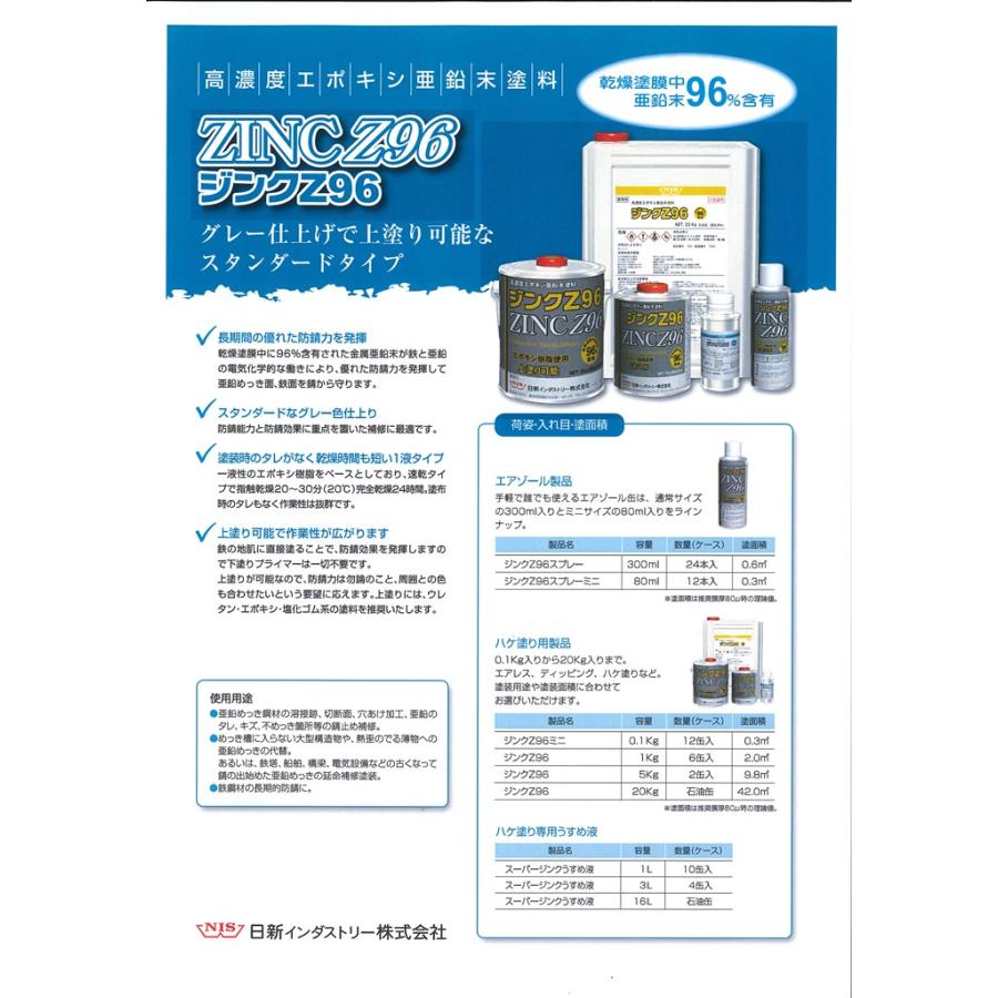 ジンクZ96スプレー 300ml グレー※ローバル同等 常温亜鉛めっき ジンク