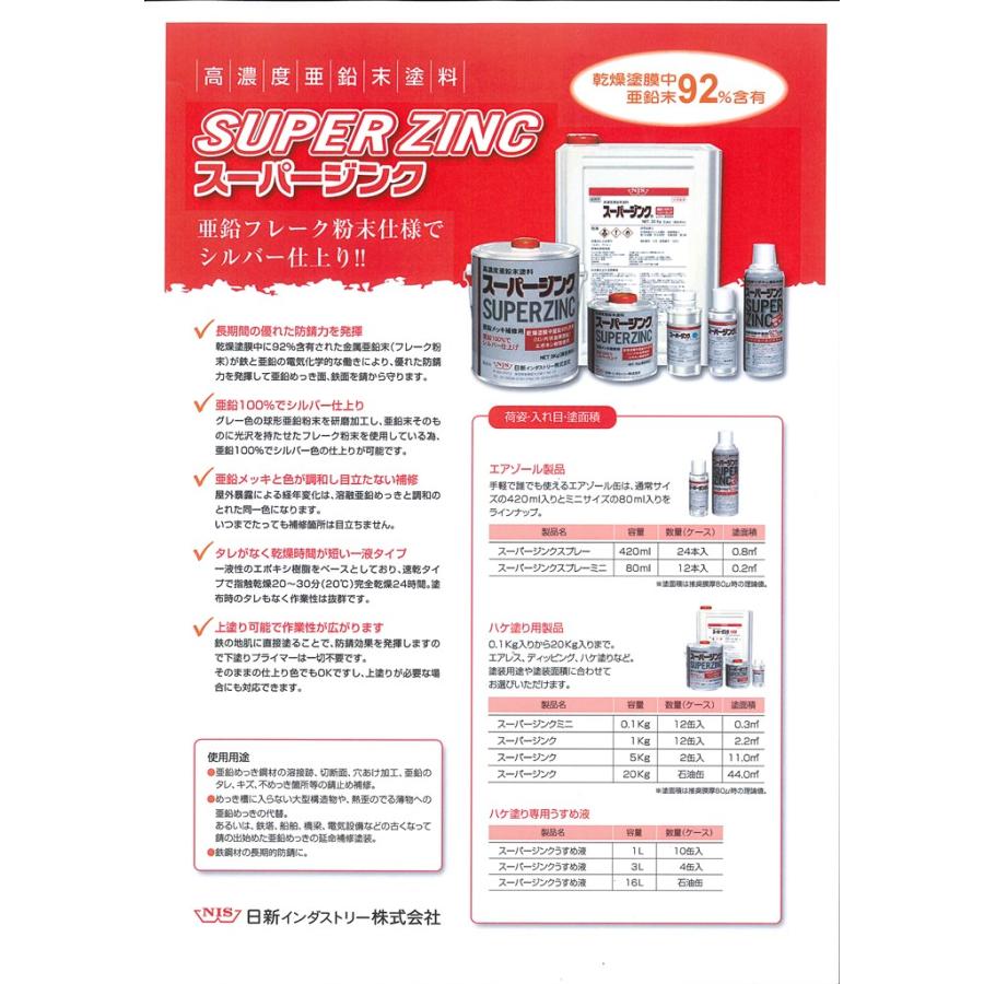 スーパージンクスプレー 420ml メタリックシルバー※常温亜鉛めっき