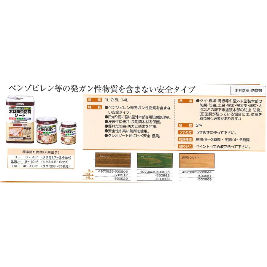 木材防虫防腐ソート 14L 各色【アサヒペン】 : PAINT AND TOOL - 通販