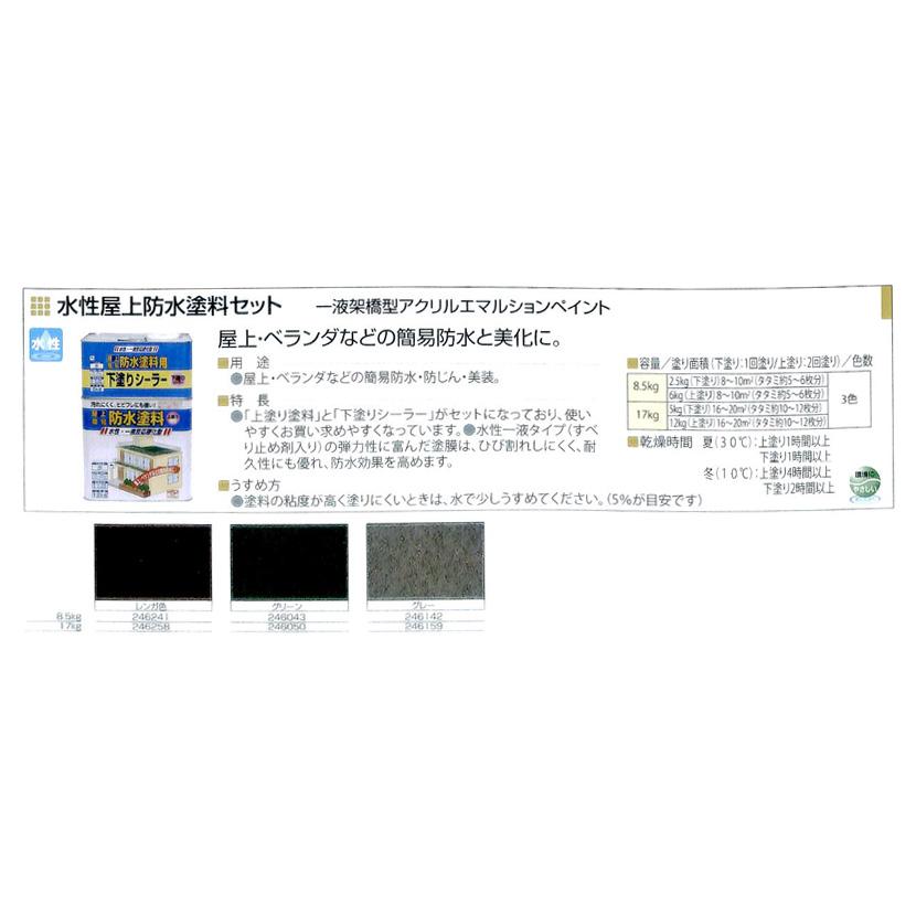 水性屋上防水塗料セット 8.5kg 各色【ニッペホームプロダクツ