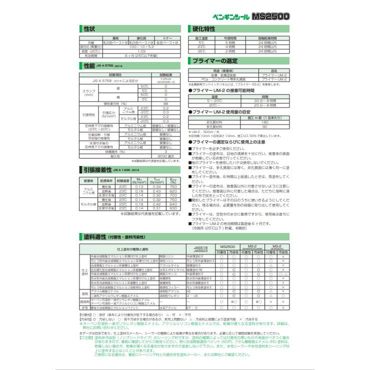 2成分形シリコーン ペンギンシール MS2500typeNB 4L×2セット（基