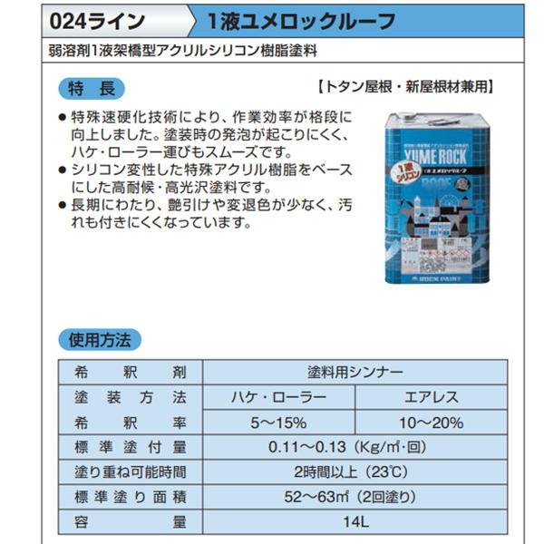 1液ユメロックルーフ ココアブラウン 14L ロックペイント 屋根用 024 