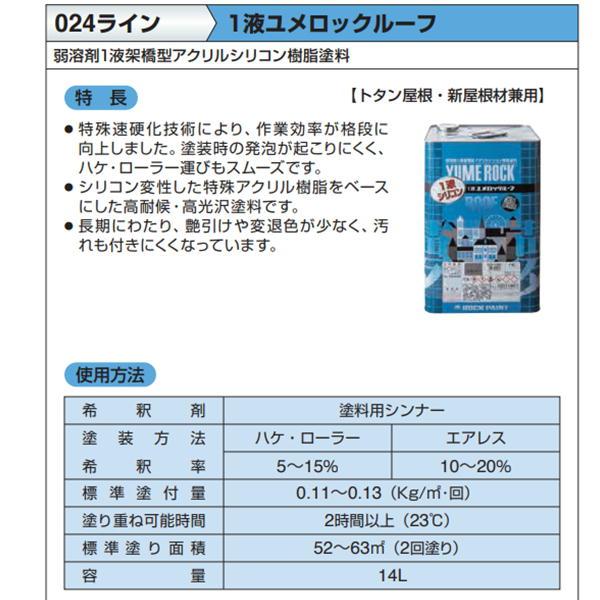 1液ユメロックルーフ　ニューモスグリーン　14L　屋根用　024-1081　ロックペイント