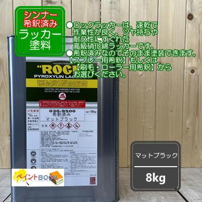 シンナー希釈済み】マットブラック【8kg】ラッカー塗料 ペンキ 