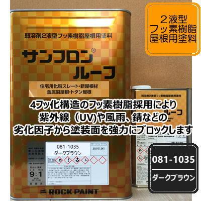 サンフロンルーフ ダークブラウン 15kg 081-1035 弱溶剤 2液型 フッ素樹脂 屋根用塗料 ルーフペイント ロックペイント