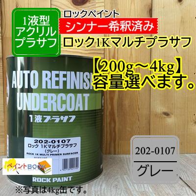 【シンナー希釈済み】ロック1Kマルチプラサフ（グレー）202-0107 ロックペイント 1液型 速乾タイプ プライマー サフェーサー｜paintbook