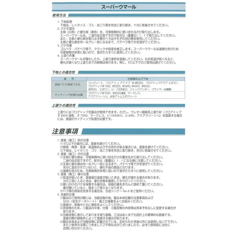 アトミクス　スーパーウマール4kgセット（床用速硬化エポキシパテ）