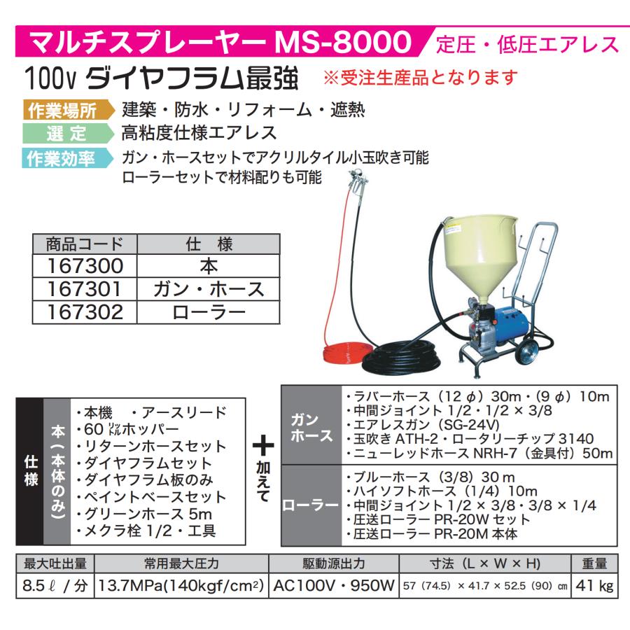 精和産業 低圧エアレス マルチスプレーヤーMS-8000 各種 ※受注生産品