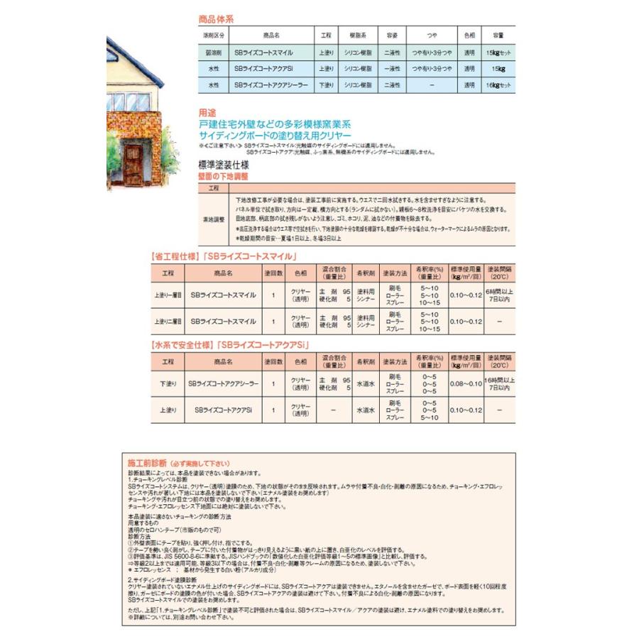 SBライズコート スマイル 3分艶クリヤー 15kgセット （大日本塗料 