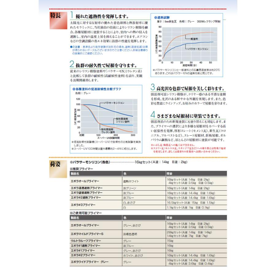 パラサーモシリコン　割高色　16kgセット　（日本特殊塗料　弱溶剤2液型遮熱屋根用塗料）