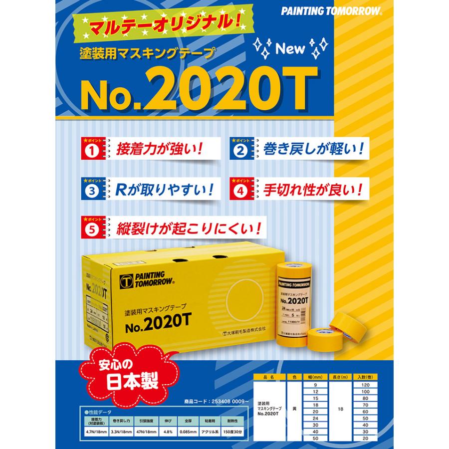 塗装用マスキングテープ　No.2020T　（24mm×18m）　　1パック（5巻入り）｜paintjoy｜02