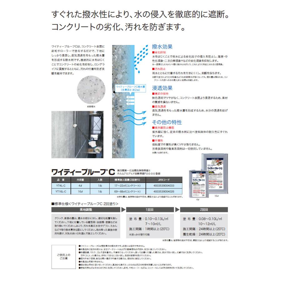 ワイティープルーフ C 16L ABC商会 紫外線カット 浸透性 撥水剤