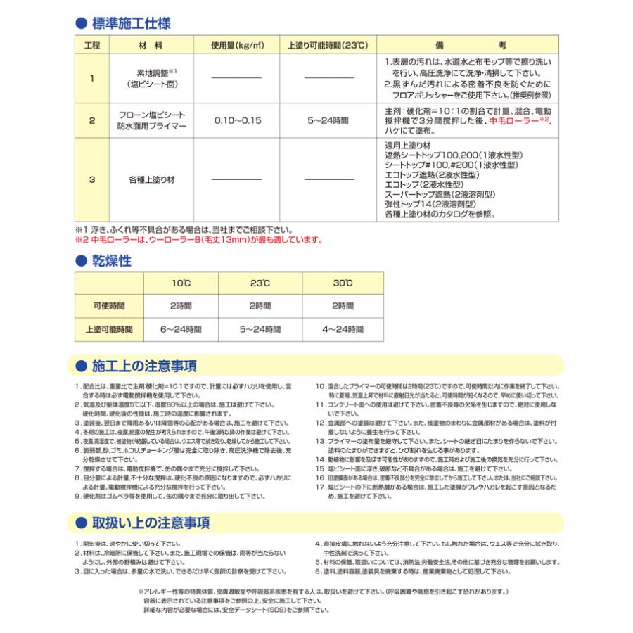 フローン　塩ビシート防水面用プライマー　16.5kgセット　（東日本塗料　2液　下塗り材）　水性