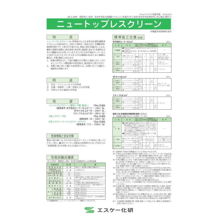 エスケー化研 ニュートップレスクリーン つや有り／5分艶(半艶)／艶