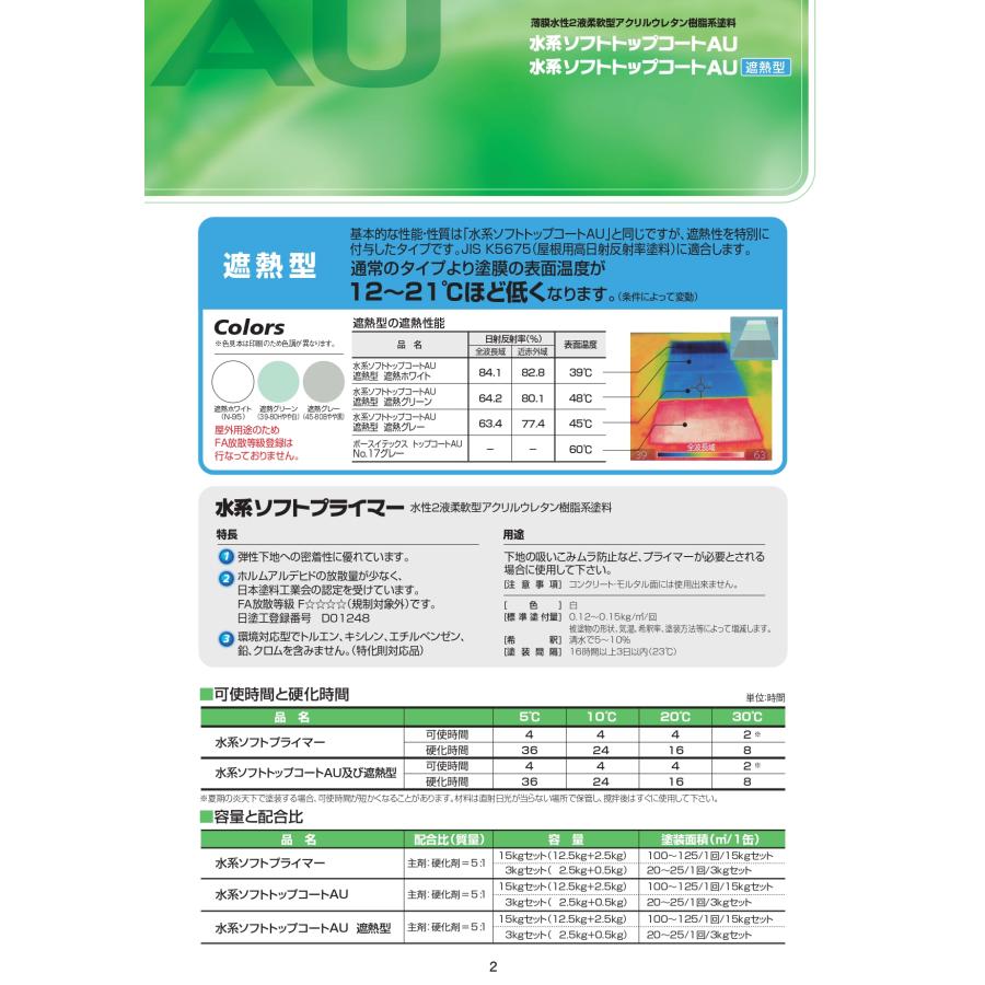 大同塗料 水系ソフトトップコートAU No17グレー 15kgセット 1セット