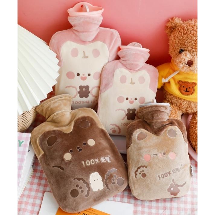 市場 湯たんぽ ゆたんぽ おしゃれ 2size ぬいぐるみ付 かわいい 注水式 1000ml 500ml 熊