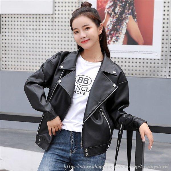 格安saleスタート ライダース ジャケット 秋 レディース ノーカラー フェイクレザー アウター ブルゾン 春 30代 40代 スタンドカラー