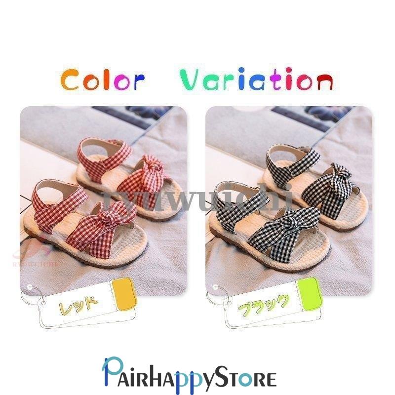 宅配 サンダル キッズ 女の子 チェック柄 リボン マジックテープ 子供 子ども ガール 歩きやすい 子供靴 フラット ぺ Supplystudies Com