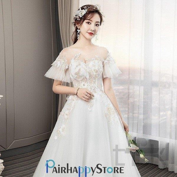 海外最新 ウェディングドレス ウェディングドレス白 パーティードレス 刺繍レース 花嫁ロングドレス 結婚式 ウェディングドレス ビスチェタイプ 二次会 お呼ばれ エンパイアライン サイズ S Oroagri Eu