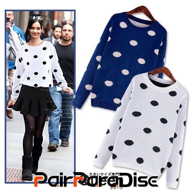 ご予約品 大きいサイズの服 レディース ニット ドット柄 セーター 水玉 Pセール 1000円ポッキリ