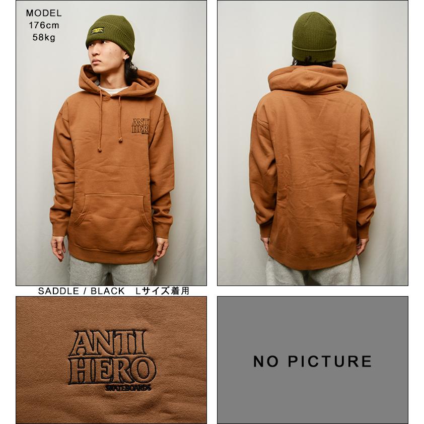 アンタイヒーロー パーカー ANTI HERO LIL BLACK HERO OUTLINE EMB PULLOVER HOOD フード スウェット  プルオーバーパーカー スケーター