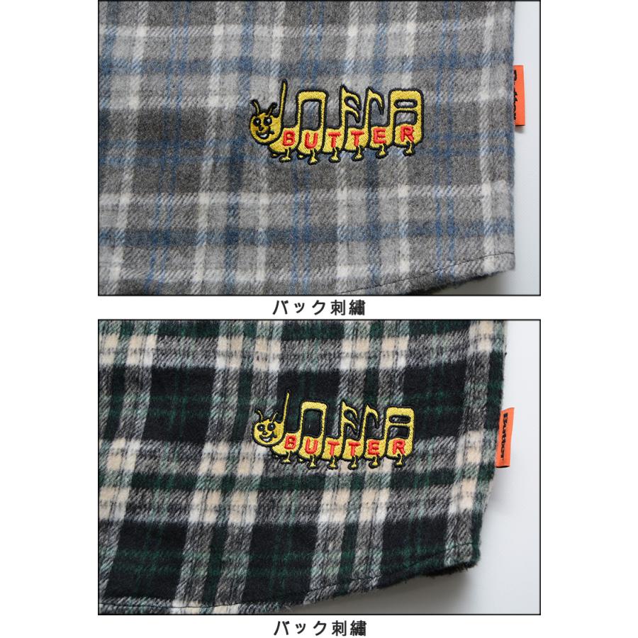 【完売】Butter チェック柄ネルシャツ シャツジャケット刺繍 完売】Butter チェック柄ネルシャツ シャツジャケット刺繍