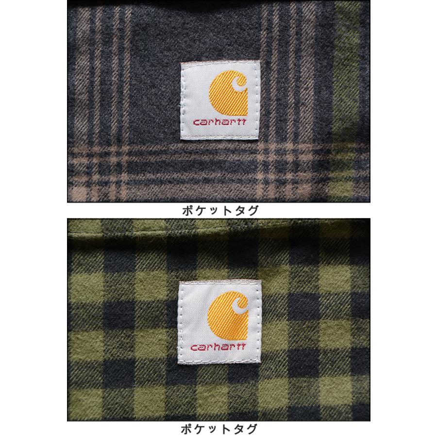 カーハート シャツ CARHARTT LOOSE FIT HEAVY WEIGHT FLANNEL L/S PLAID SHIRT ネルシャツ チェックシャツ 105947｜pajaboo｜07