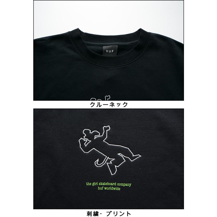 huf ロゴ刺繍 クルーネック トレーナー HUF ハフ トレーナー x GIRL OUTLINE CREW NECK クルーネック