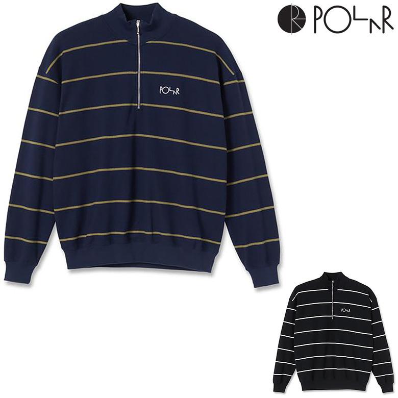 OLDPARK バギー　ボーダー　ロングスリーブ POLAR SKATE CO. STRIPE ZIP NECK SWEAT SHIRT ポーラースケート