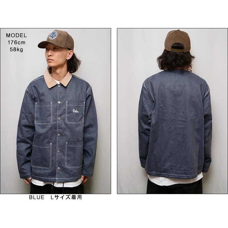 【POSHBOY】デニムジャケット☆カバーオール☆ヒップポケット☆切り替え　L POSHBOY】デニムジャケット☆カバーオール☆ヒップポケット☆切り替え