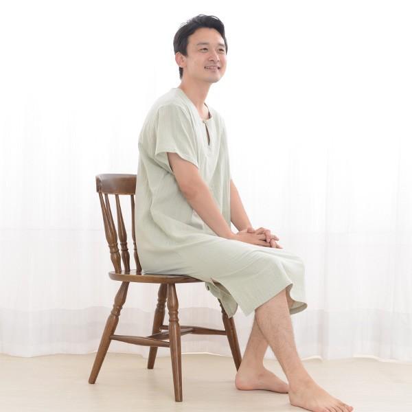 パジャマ メンズ 夏 半袖 かぶり ダブルガーゼ素材 超快適解放感抜群のスリーパー 半開き 吸汗、即乾、上質国産ガーゼ素材 日本製 父の日 ギフト 0701_17