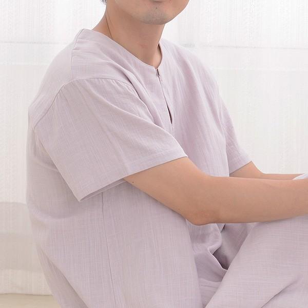 パジャマ メンズ 夏 半袖 かぶり ダブルガーゼ素材 超快適解放感抜群のスリーパー 半開き 吸汗、即乾、上質国産ガーゼ素材 日本製 父の日 ギフト 0701_22