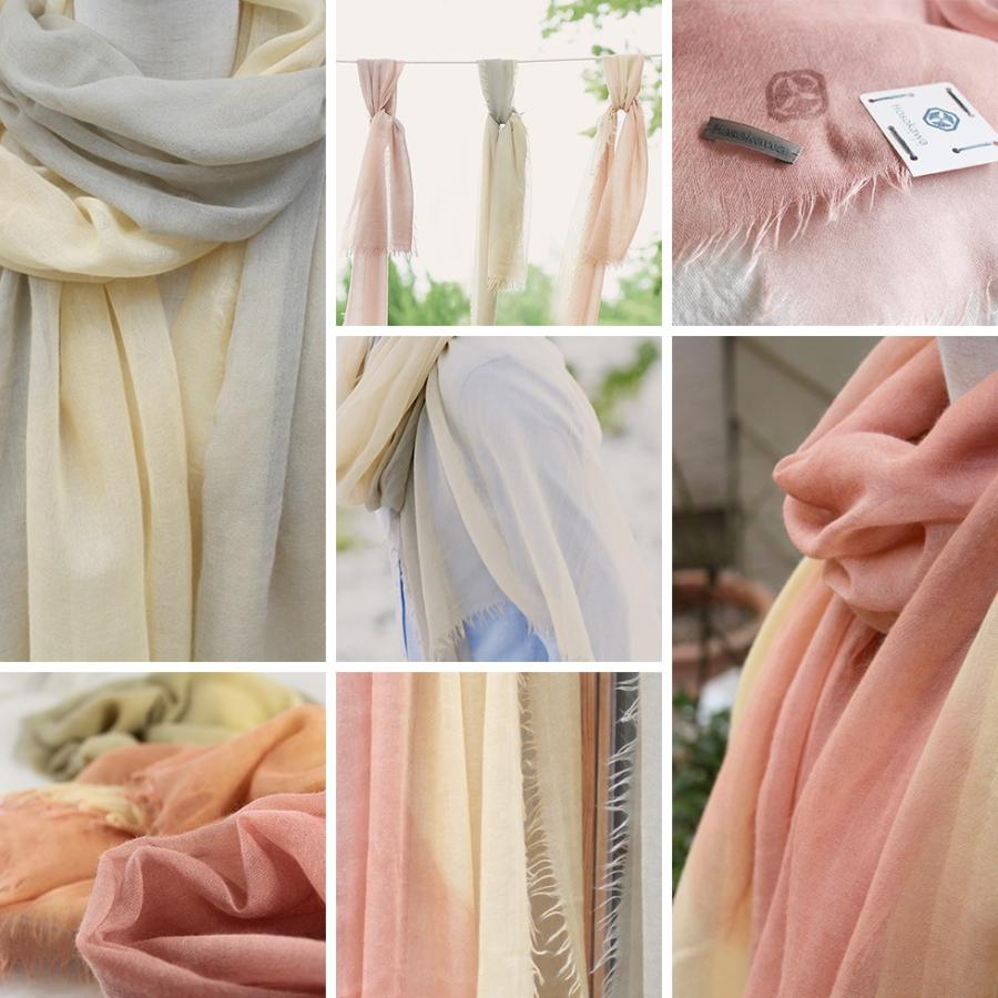 カシミヤ ストール 大判 上質 カシミヤ100％ ベンガラ染め 薄手 日本製