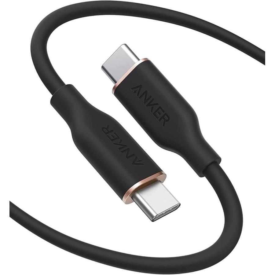 Anker PowerLine III Flow USB-C  USB-C ケーブル Anker絡まないケーブル USB PD対応 1.8m ミッドナイトブラック
