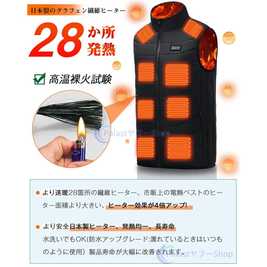 電熱 電熱ベスト 新品 日本製 バッテリー付き 速暖 28エリア発熱 3段階