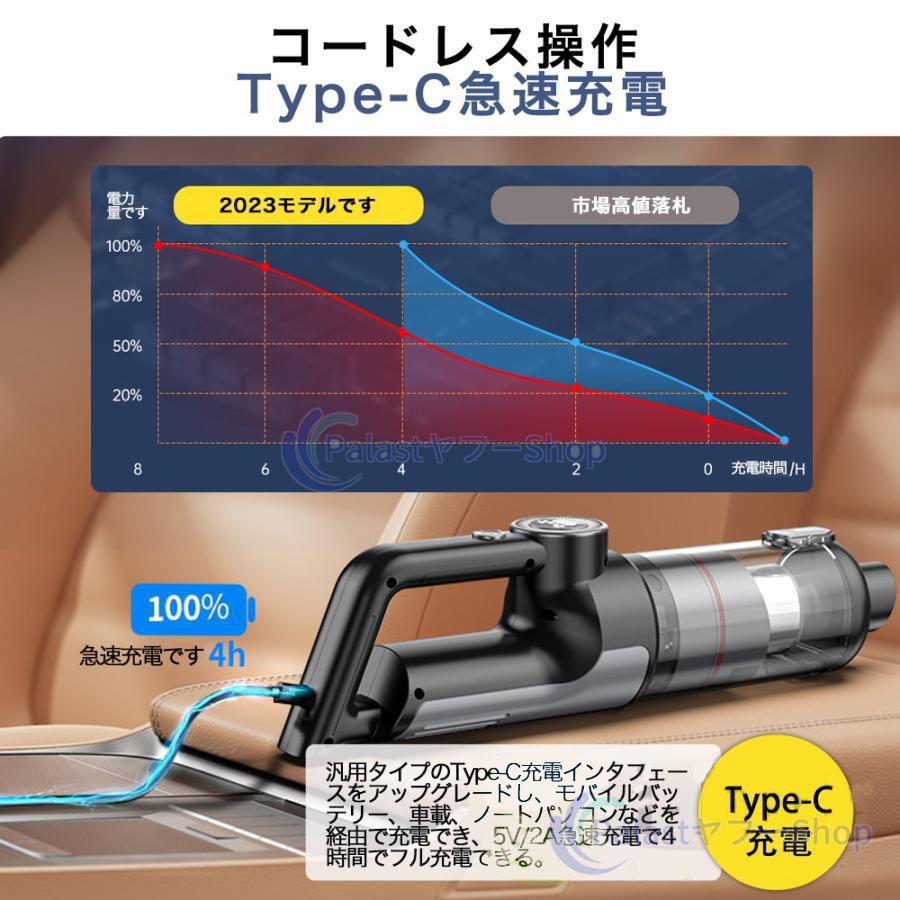 掃除機 コードレス 充電式 強力吸引 人気 サイクロン式 48000Pa 軽量