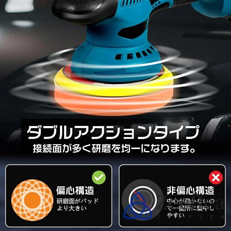 ポリッシャー 充電式 車 コードレス 電動ポリッシャー 6段階変速 21v 