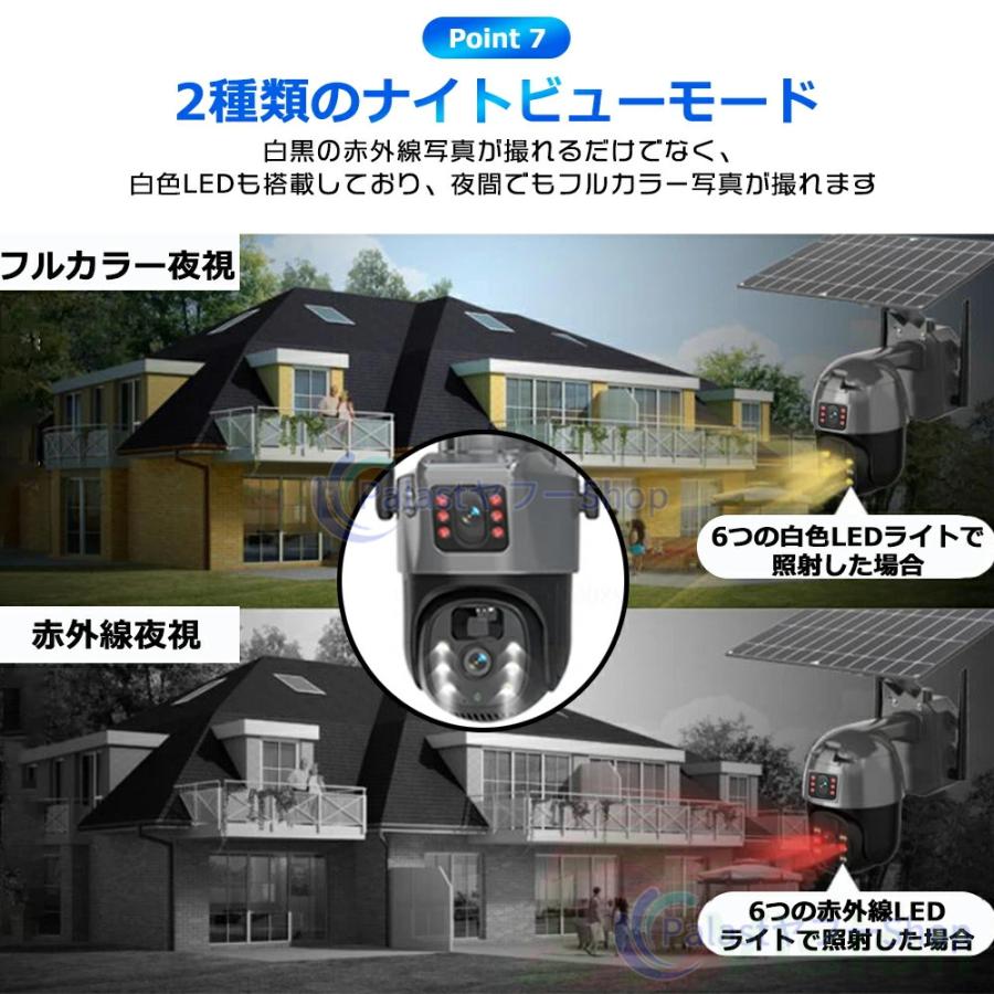 即納 防犯カメラ 屋外 ソーラーセット 2眼レンズ WIFI 600万画素 IP66