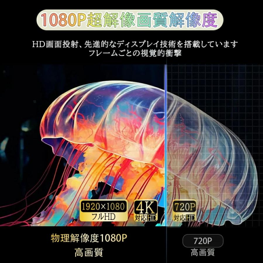 プロジェクター 家庭用 天井投影 1080P&4K対応 35000LM 自動フォーカス Netflix YouTube android搭載 スマホ 高画質 静音 5G WIFI6 Bluetooth5.4 簡単設定 |  | 07