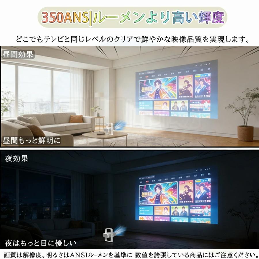 プロジェクター 家庭用 天井投影 1080P&4K対応 35000LM 自動フォーカス Netflix YouTube android搭載 スマホ 高画質 静音 5G WIFI6 Bluetooth5.4 簡単設定 |  | 09