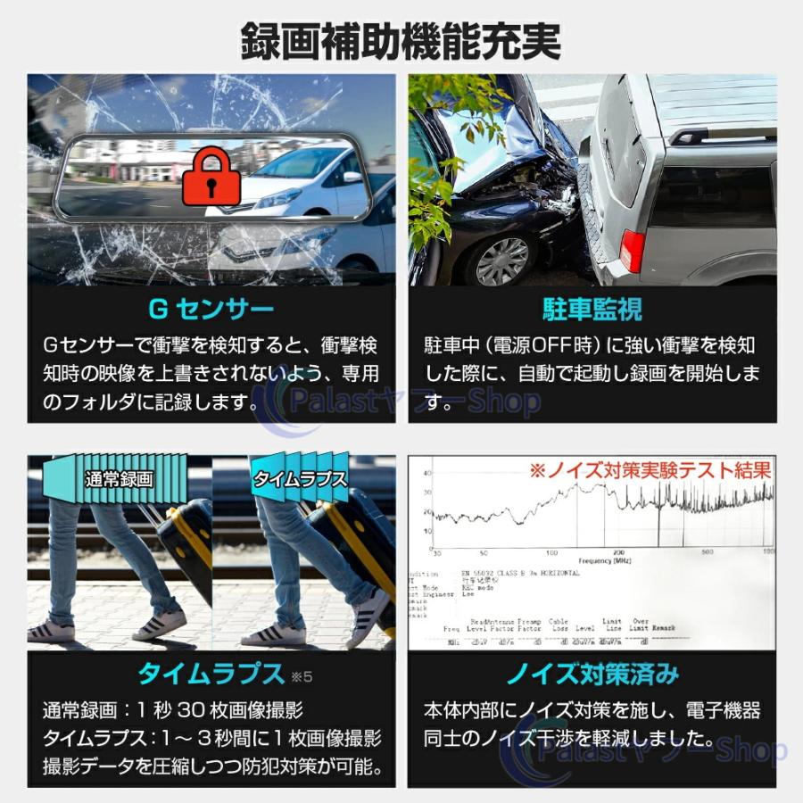 ドライブレコーダー ミラー型 日本製 センサー GPS 10.0インチ 1440P高